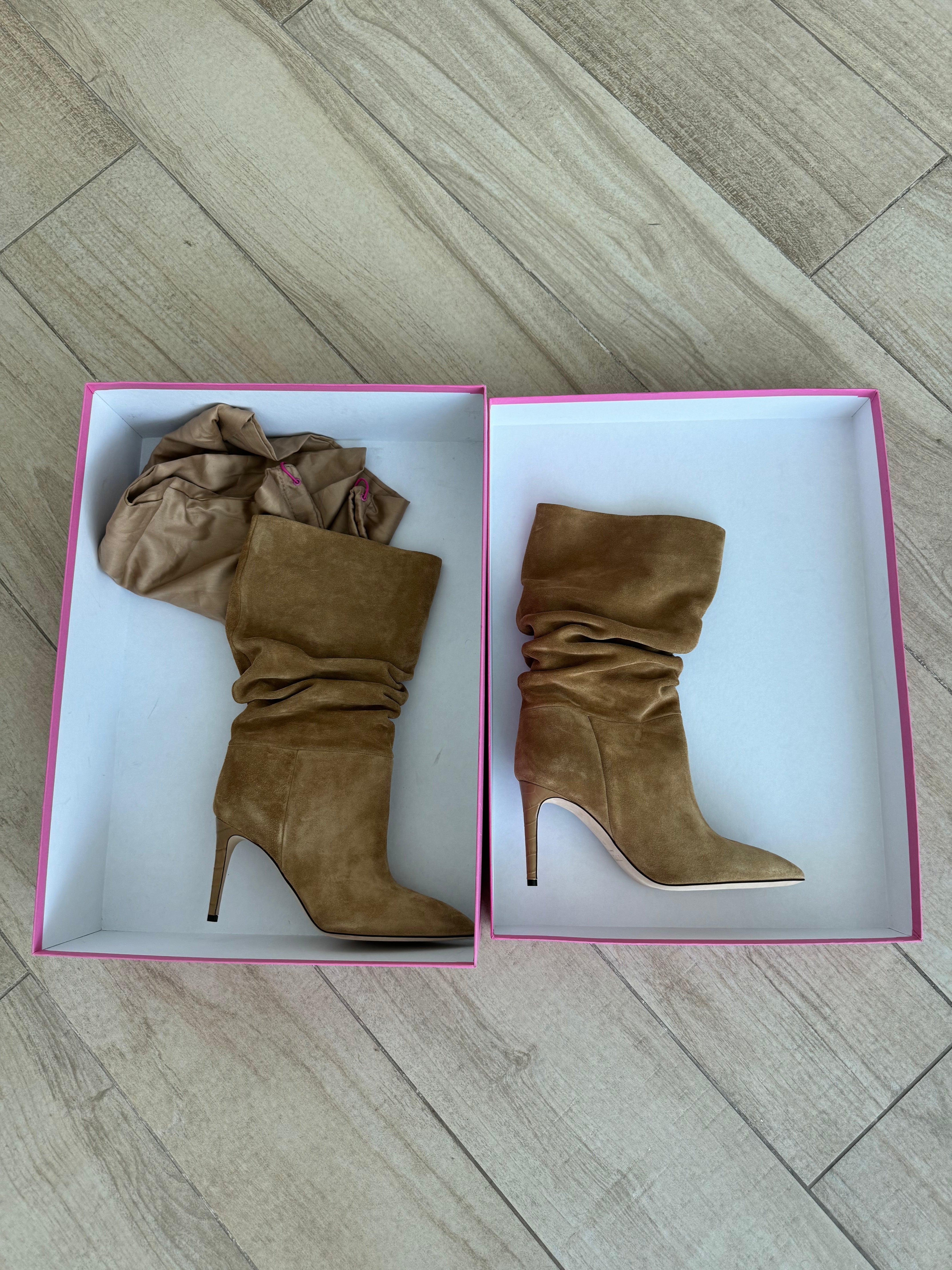 Camel Velour Slouchy Boots - Endless - UAE Rental and Resale for Women's Fashion