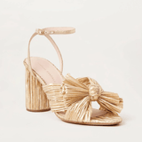 Camellia Gold Pleated Bow Heel - Endless - UAE Rental and Resale for Women's Fashion