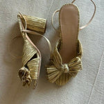 Camellia Gold Pleated Bow Heel - Endless - UAE Rental and Resale for Women's Fashion