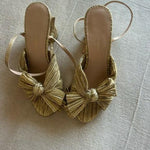 Camellia Gold Pleated Bow Heel - Endless - UAE Rental and Resale for Women's Fashion