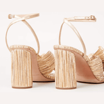Camellia Gold Pleated Bow Heel - Endless - UAE Rental and Resale for Women's Fashion