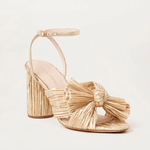 Camellia Gold Pleated Bow Heel - Endless - UAE Rental and Resale for Women's Fashion