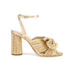 Camellia Gold Pleated Bow Heel - Endless - UAE Rental and Resale for Women's Fashion
