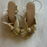 Camellia Gold Pleated Bow Heel - Endless - UAE Rental and Resale for Women's Fashion
