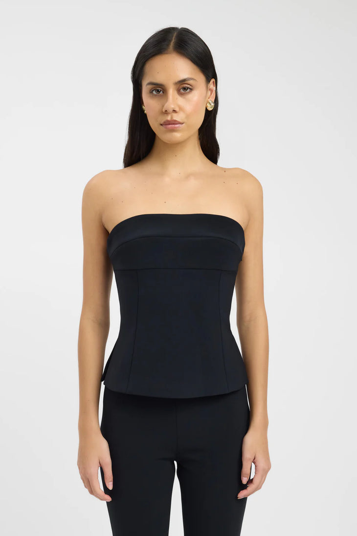 Black strapless structured corset top with matching high-waisted pants, elegant evening outfit — Kookai | Endless UAE