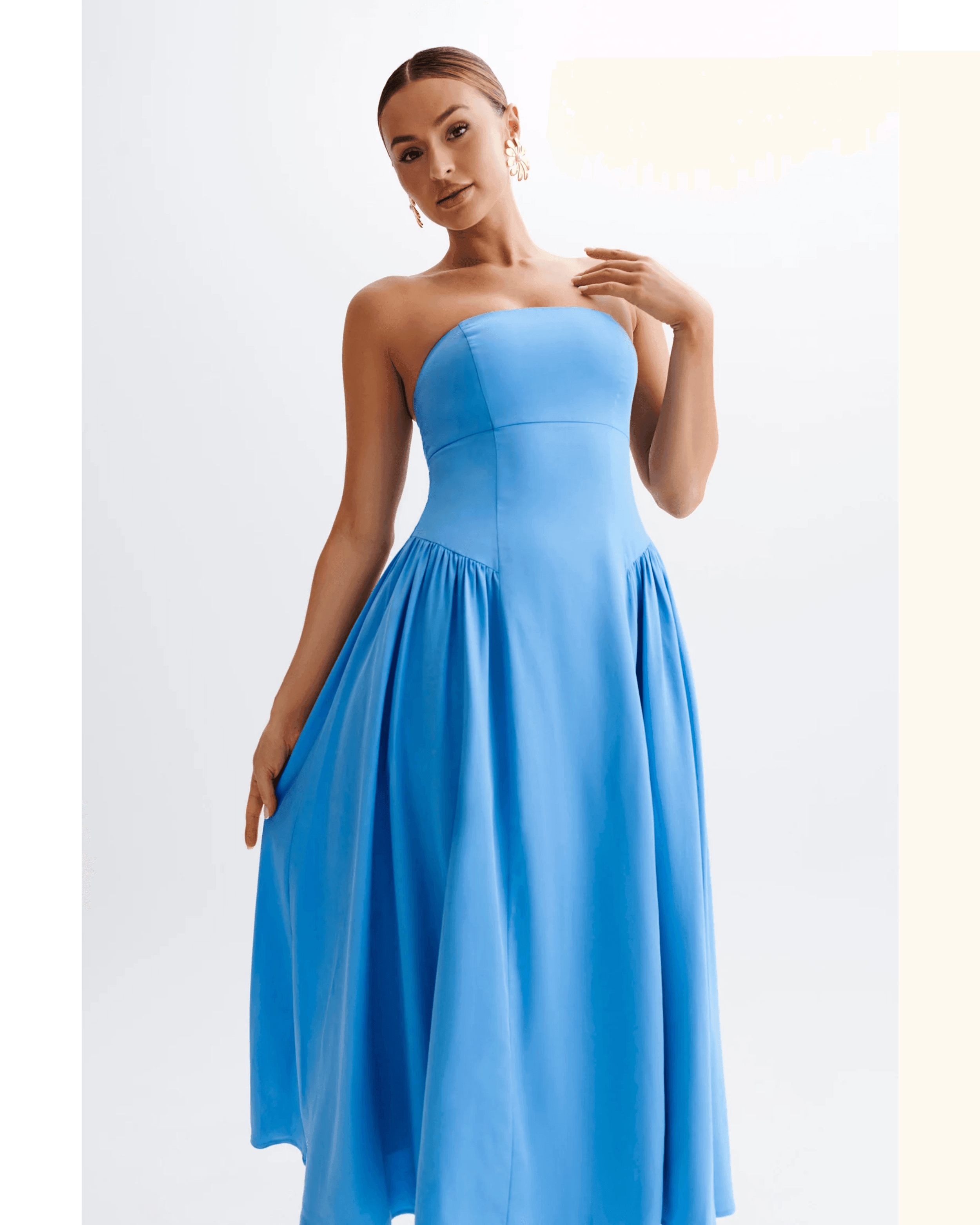 Carmele Cotton Gathered Midi Dress - Endless - UAE Rental and Resale for Women's Fashion