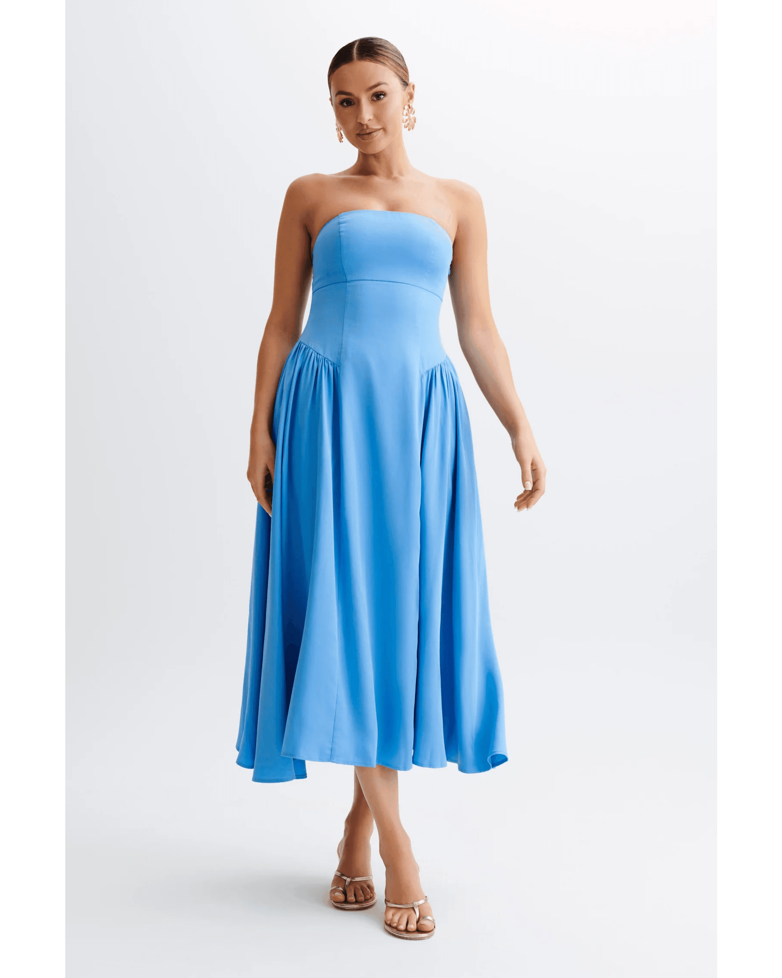 Carmele Cotton Gathered Midi Dress - Endless - UAE Rental and Resale for Women's Fashion