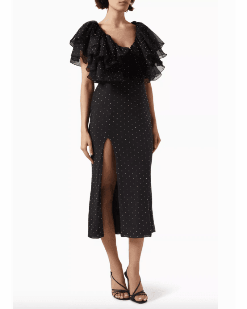 Carmen Frill Midi Dress - Endless - UAE Rental and Resale for Women's Fashion