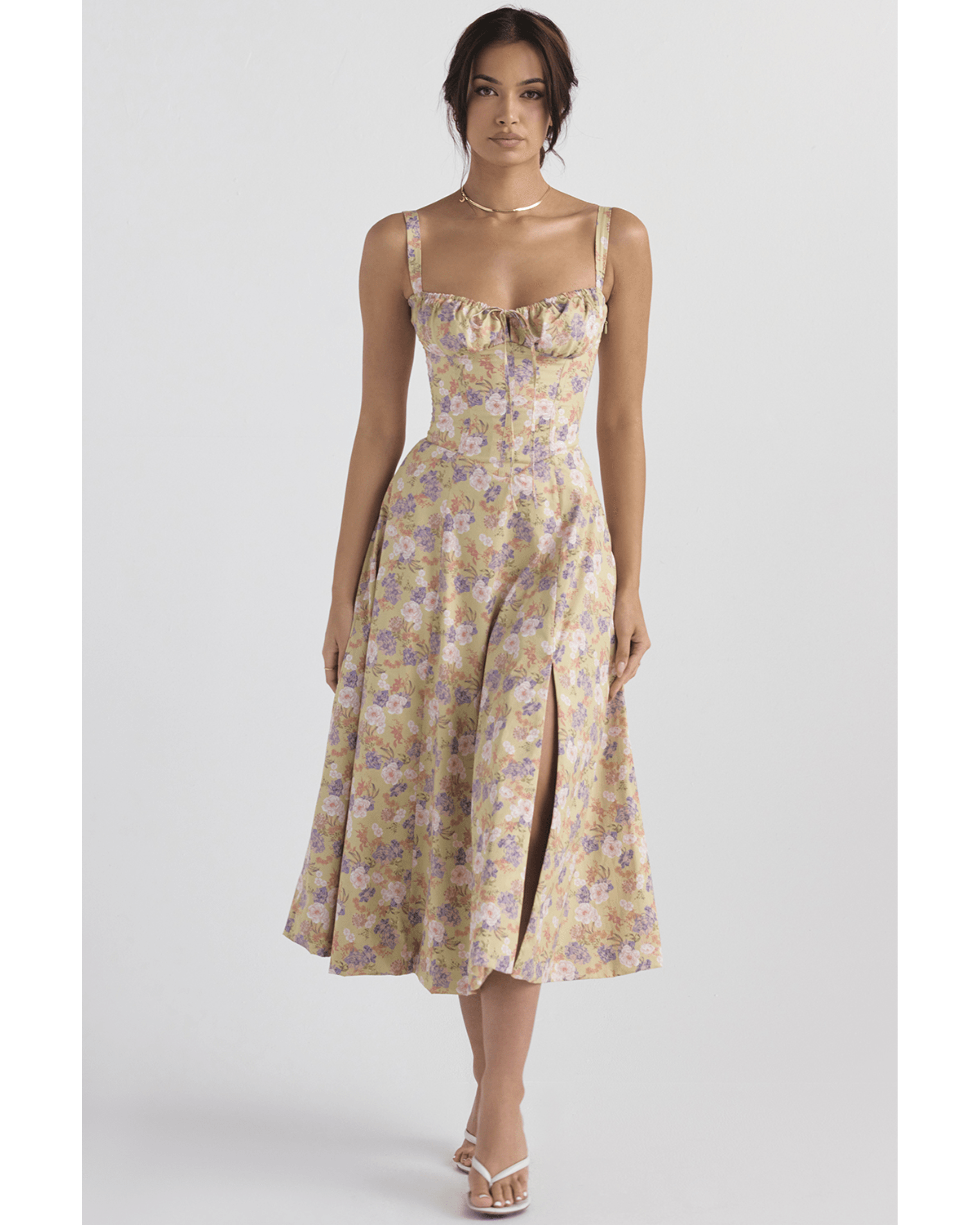 Carmen Peony Print Bustier Sundress - Endless - UAE Rental and Resale for Women's Fashion