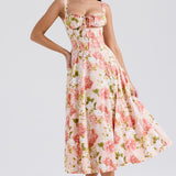 Carmen Peony Print Cotton Bustier Sundress