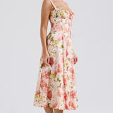 Carmen Peony Print Cotton Bustier Sundress