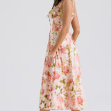 Carmen Peony Print Cotton Bustier Sundress