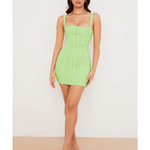 Cate Lime Ruched Mesh Mini Dress - Endless - UAE Rental and Resale for Women's Fashion