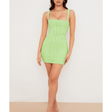 Cate Lime Ruched Mesh Mini Dress - Endless - UAE Rental and Resale for Women's Fashion