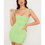 Cate Lime Ruched Mesh Mini Dress - Endless - UAE Rental and Resale for Women's Fashion