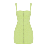 Cate Lime Ruched Mesh Mini Dress - Endless - UAE Rental and Resale for Women's Fashion