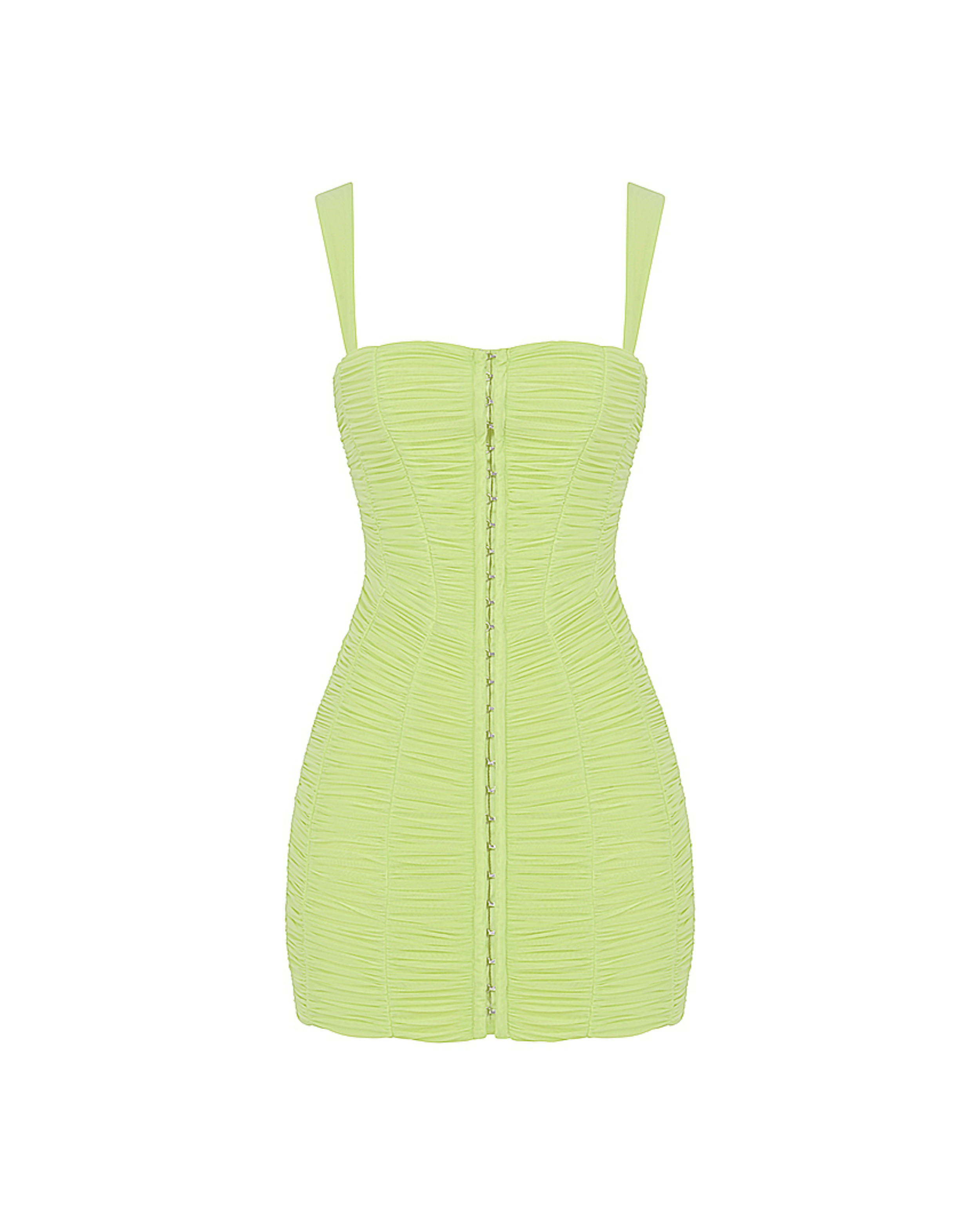 Cate Lime Ruched Mesh Mini Dress - Endless - UAE Rental and Resale for Women's Fashion