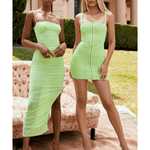 Cate Lime Ruched Mesh Mini Dress - Endless - UAE Rental and Resale for Women's Fashion