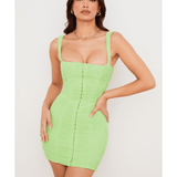 Cate Lime Ruched Mesh Mini Dress - Endless - UAE Rental and Resale for Women's Fashion