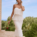 Catera Strapless Layered Ruffle Maxi Dress - Endless - UAE Rental and Resale for Women's Fashion