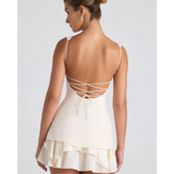 Ruffle-Trim Button-Detail Corset Mini Dress