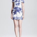 Ceramic Floral Brocade Fold-Over Shoulder Dress - Endless - UAE Rental and Resale for Women's Fashion