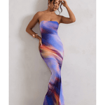 Ceremony Abstract Print Bandeau Fishtail Maxi Dress - Endless - UAE Rental and Resale for Women's Fashion