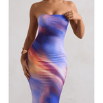 Ceremony Abstract Print Bandeau Fishtail Maxi Dress - Endless - UAE Rental and Resale for Women's Fashion