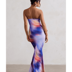 Ceremony Abstract Print Bandeau Fishtail Maxi Dress - Endless - UAE Rental and Resale for Women's Fashion
