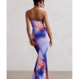 Ceremony Abstract Print Bandeau Fishtail Maxi Dress - Endless - UAE Rental and Resale for Women's Fashion