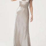 Champagne Bias-Cut Satin Gown - Endless - UAE Rental and Resale for Women's Fashion