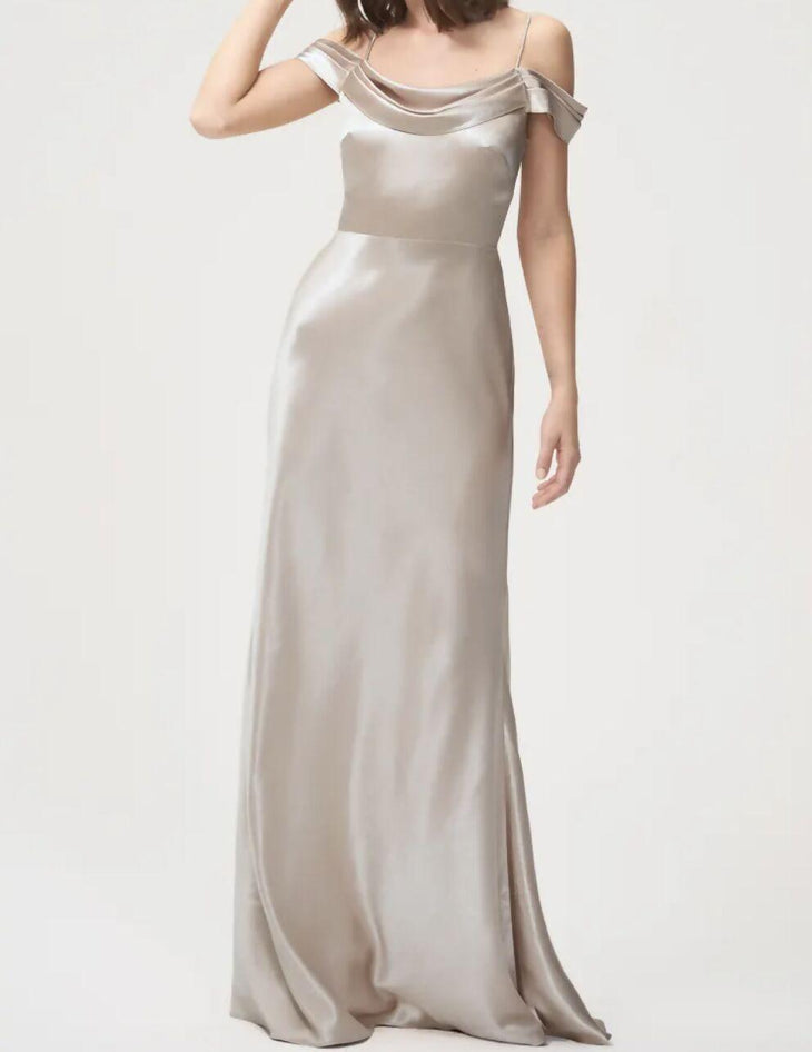 Champagne Bias-Cut Satin Gown - Endless - UAE Rental and Resale for Women's Fashion