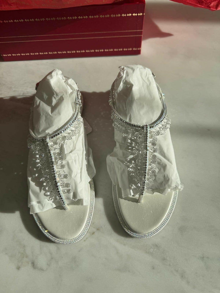 Chandelier Crystal-embellished Satin Sandals - Endless - UAE Rental and Resale for Women's Fashion