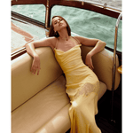 Chandra Lace Detail Satin Maxi Dress - Endless - UAE Rental and Resale for Women's Fashion