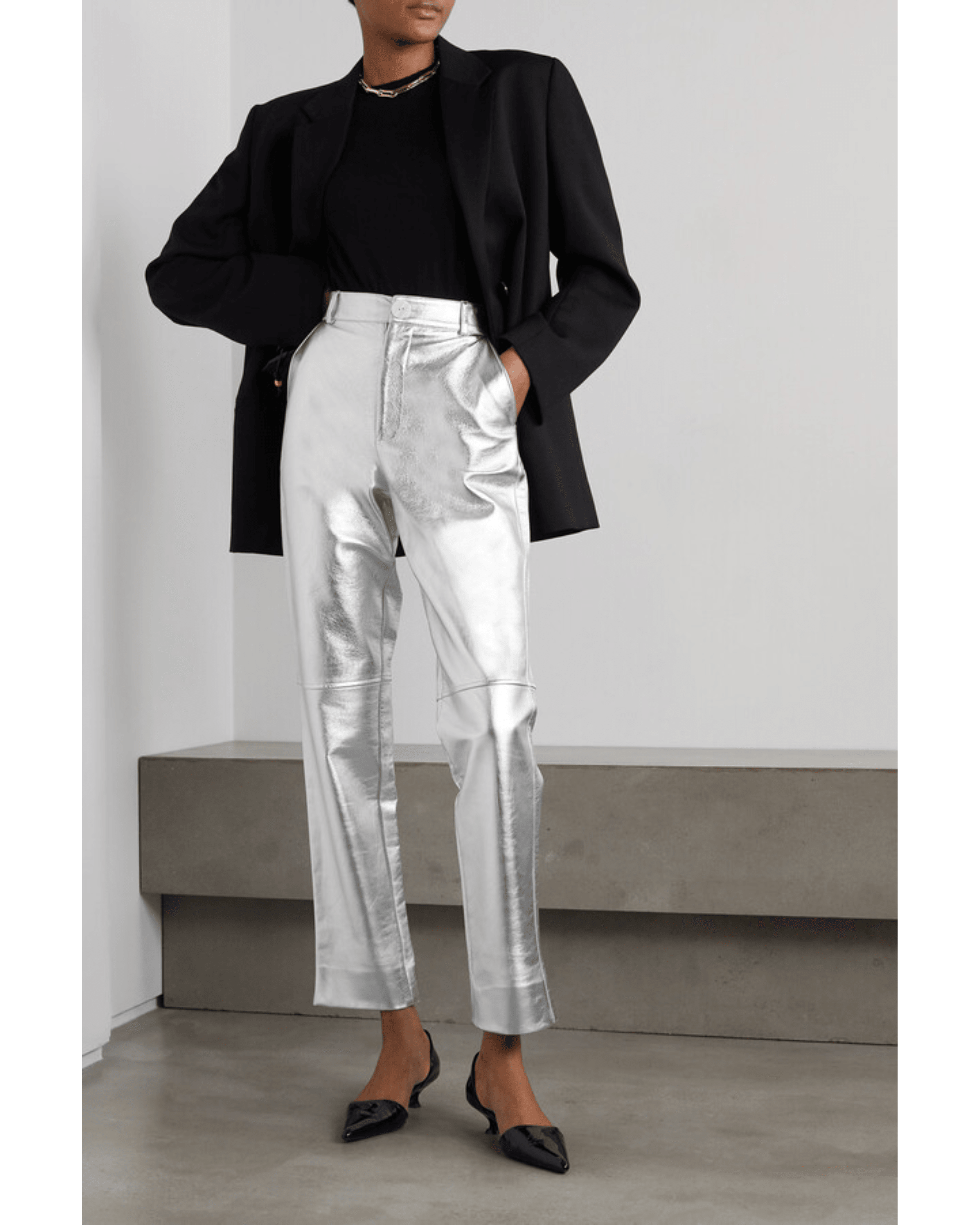 Charlotte Metallic Leather Straight-leg Pants - Endless - UAE Rental and Resale for Women's Fashion