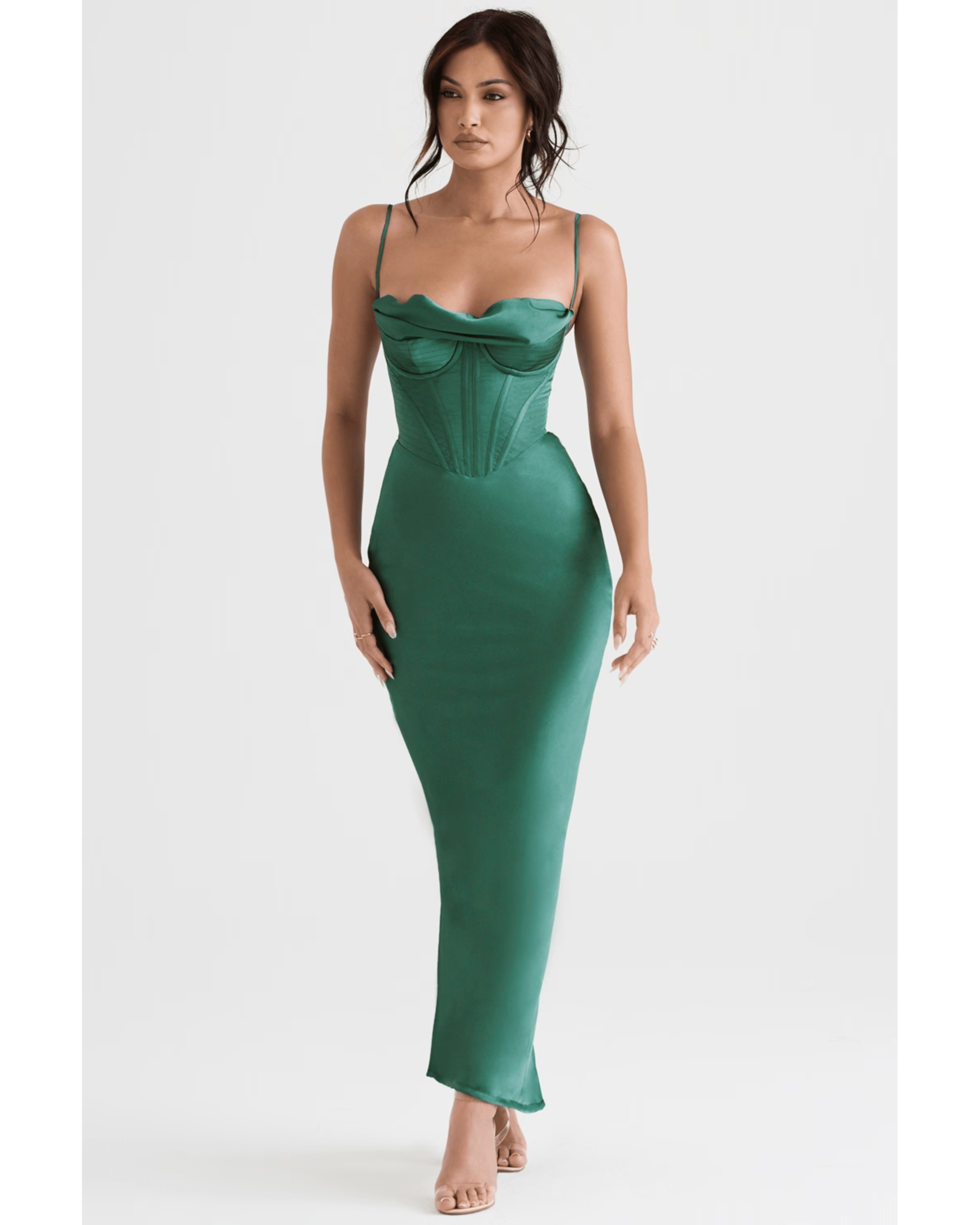 Charmaine Forest Corset Maxi Dress - Endless - UAE Rental and Resale for Women's Fashion