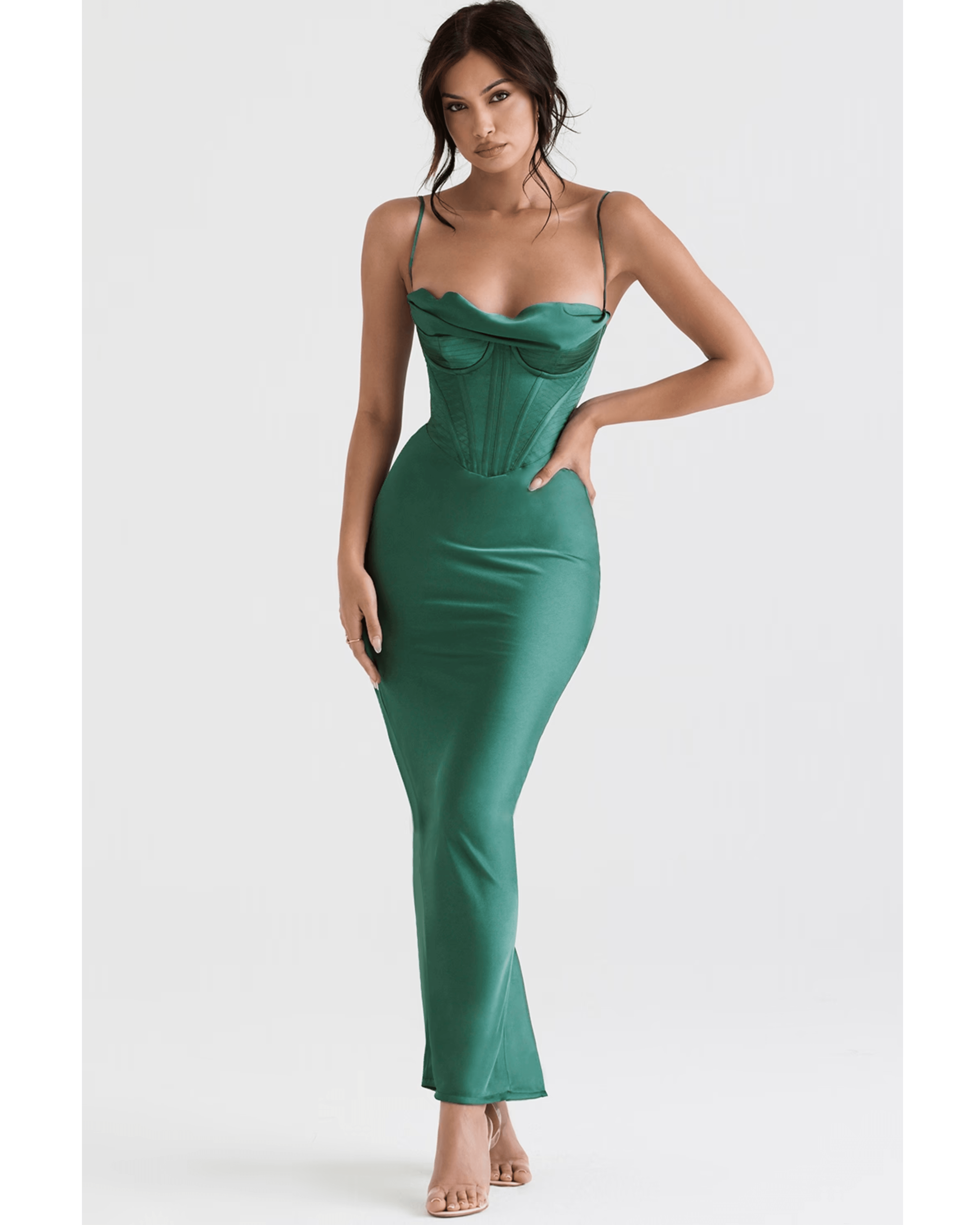 Charmaine Forest Corset Maxi Dress - Endless - UAE Rental and Resale for Women's Fashion