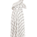 Checked One Shoulder Crêpe Maxi Dress - Endless - UAE Rental and Resale for Women's Fashion