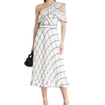 Checked One Shoulder Crepe Maxi Dress - Endless - UAE Rental and Resale for Women's Fashion