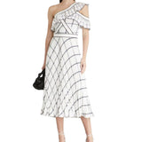 Checked One Shoulder Crepe Maxi Dress - Endless - UAE Rental and Resale for Women's Fashion
