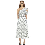 Checked One Shoulder Crepe Maxi Dress - Endless - UAE Rental and Resale for Women's Fashion