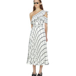 Checked One Shoulder Crepe Maxi Dress - Endless - UAE Rental and Resale for Women's Fashion