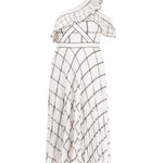 Checked One Shoulder Crepe Maxi Dress - Endless - UAE Rental and Resale for Women's Fashion