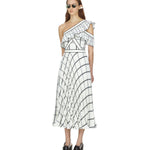 Checked One Shoulder Crêpe Maxi Dress - Endless - UAE Rental and Resale for Women's Fashion