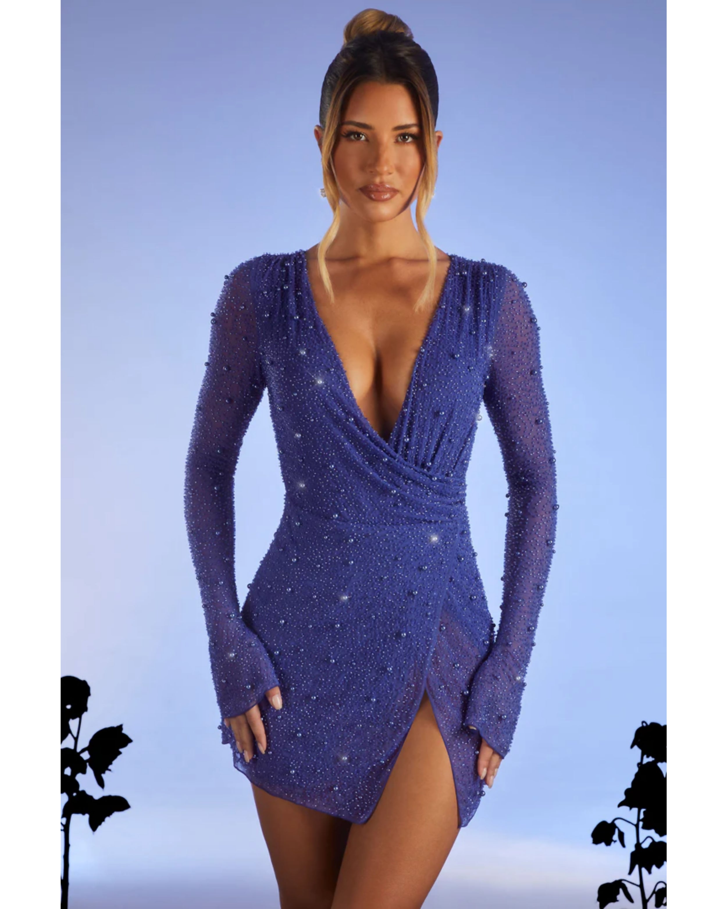 Chelsea Embellished Wrap Over A-Line Mini Dress - Endless - UAE Rental and Resale for Women's Fashion