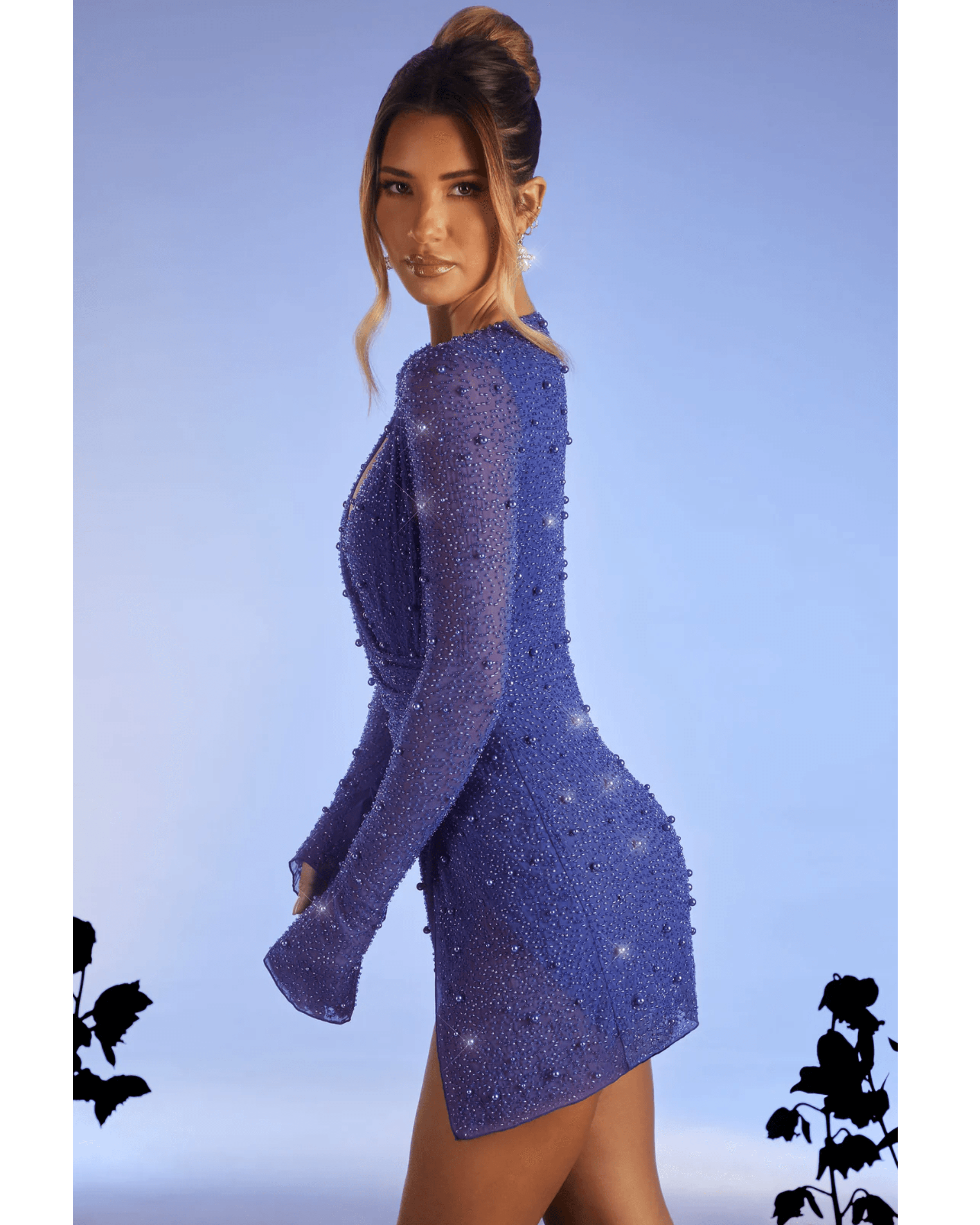 Chelsea Embellished Wrap Over A-Line Mini Dress - Endless - UAE Rental and Resale for Women's Fashion