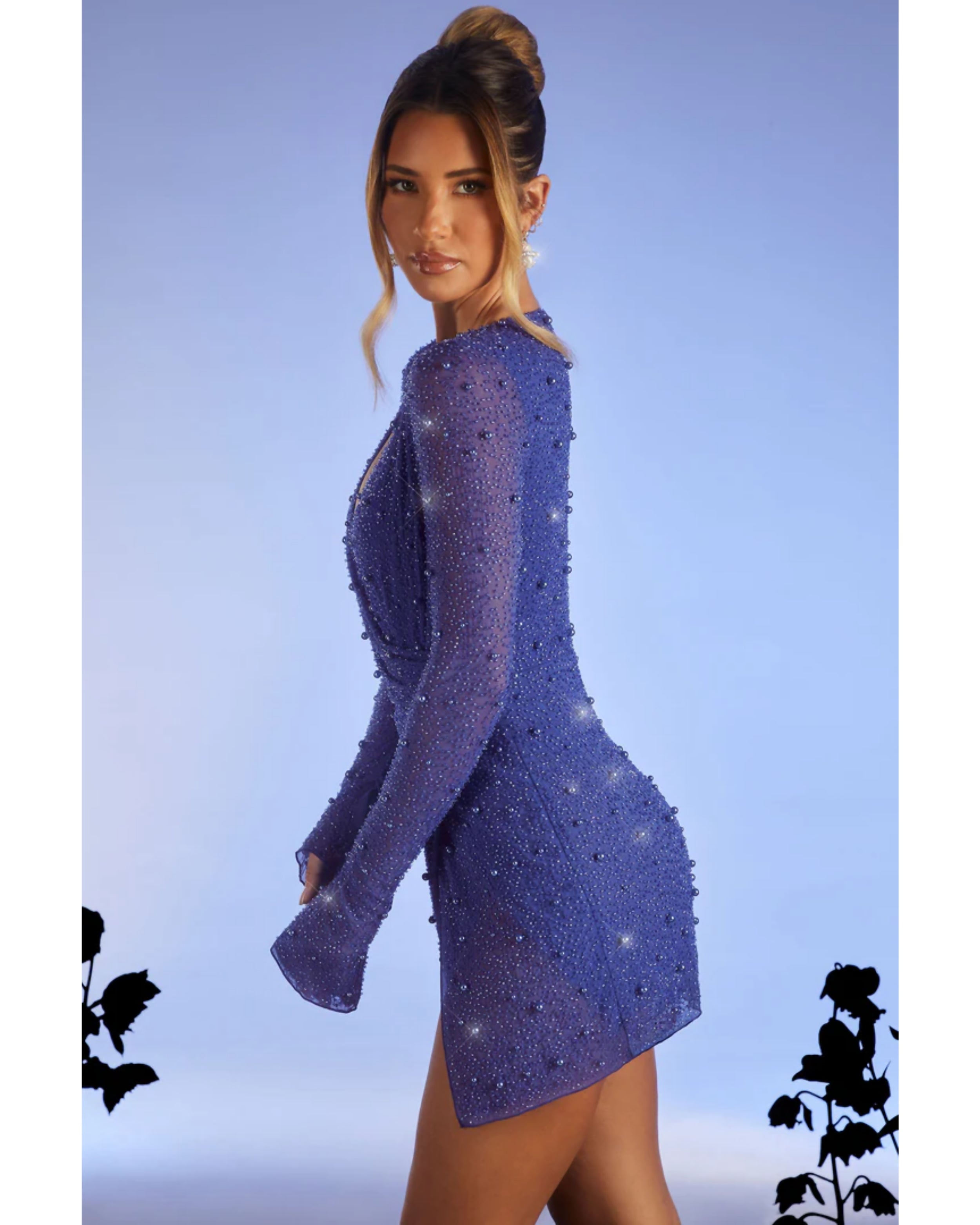 Chelsea Embellished Wrap Over A-Line Mini Dress - Endless - UAE Rental and Resale for Women's Fashion