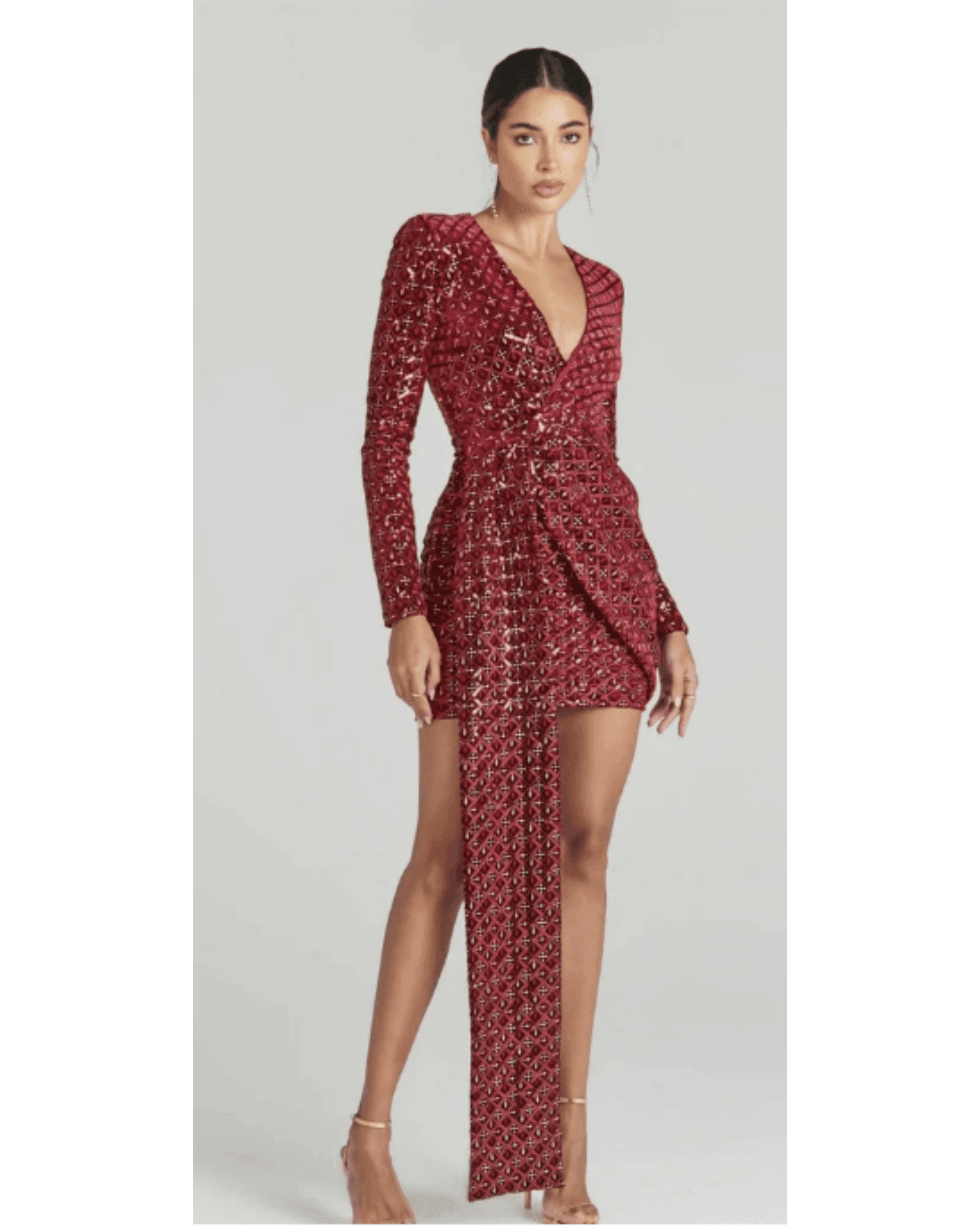 Chrissy Red Drape Dress - Endless - UAE Rental and Resale for Women's Fashion