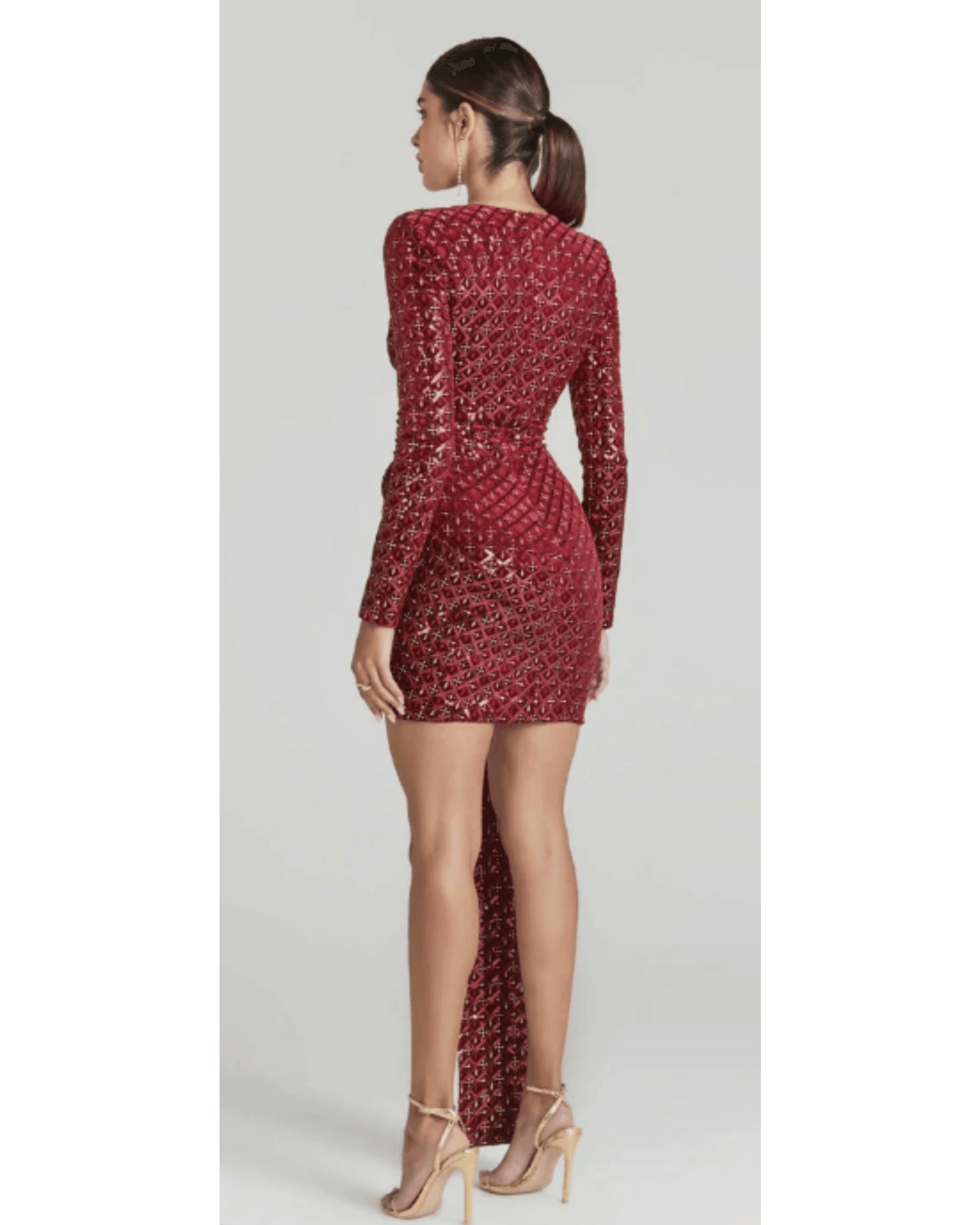 Chrissy Red Drape Dress - Endless - UAE Rental and Resale for Women's Fashion