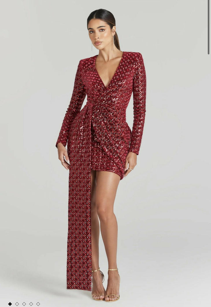 Chrissy Red Drape Dress - Endless - UAE Rental and Resale for Women's Fashion
